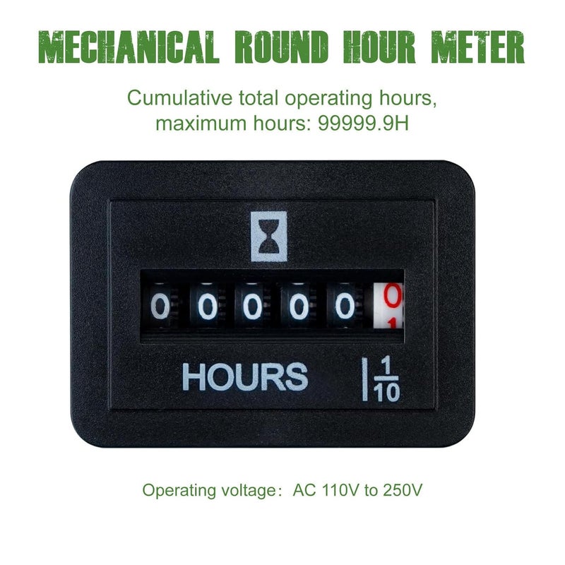 YOOREAL AC 110V-250V Mechanical Hour Meter No Battery for Engine Generator Boat Motorcross Motor Truck Inverter Boat RV Zero Lawn Mower Snow Blower - Image 2